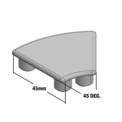 60-230-2 MODULAR SOLUTIONS POLYAMIDE END CAP<br>45MM X 45MM RADIUS 45 DEG GRAY